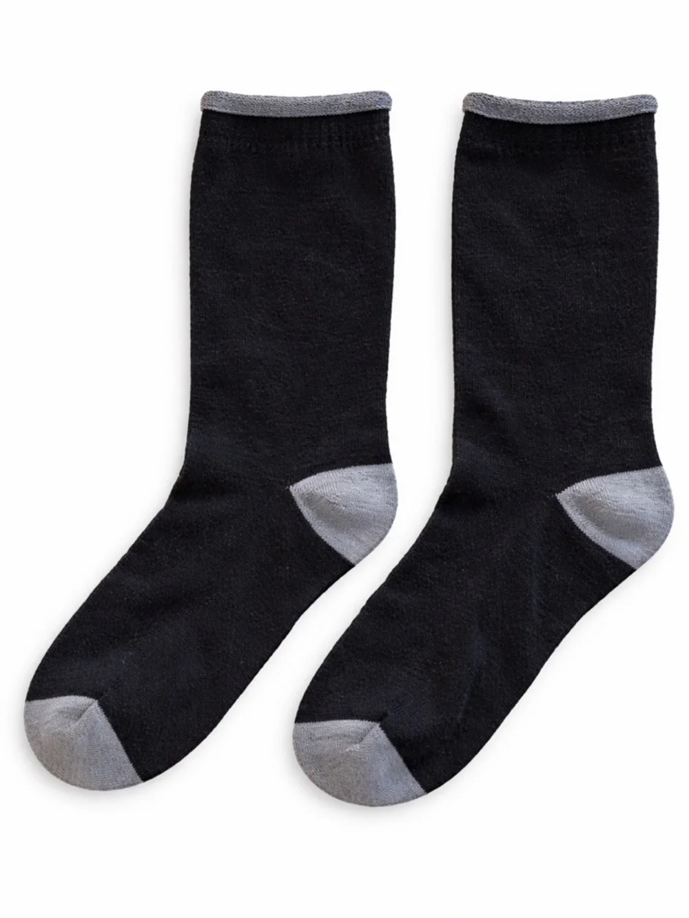 Black Crew Socks with Gray Heel and Toe